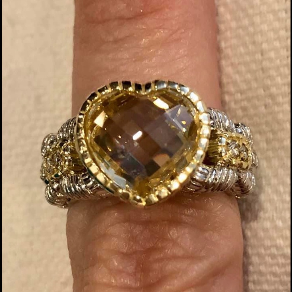 Judith Ripka heart necklace, ring and earrings set